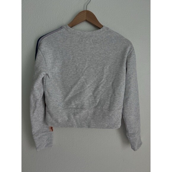 Madewell Sweatshirt Womens 2XS Gray Rainbow Inset Crop Crew Neck Pullover - Picture 7 of 11